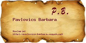 Pavlovics Barbara névjegykártya